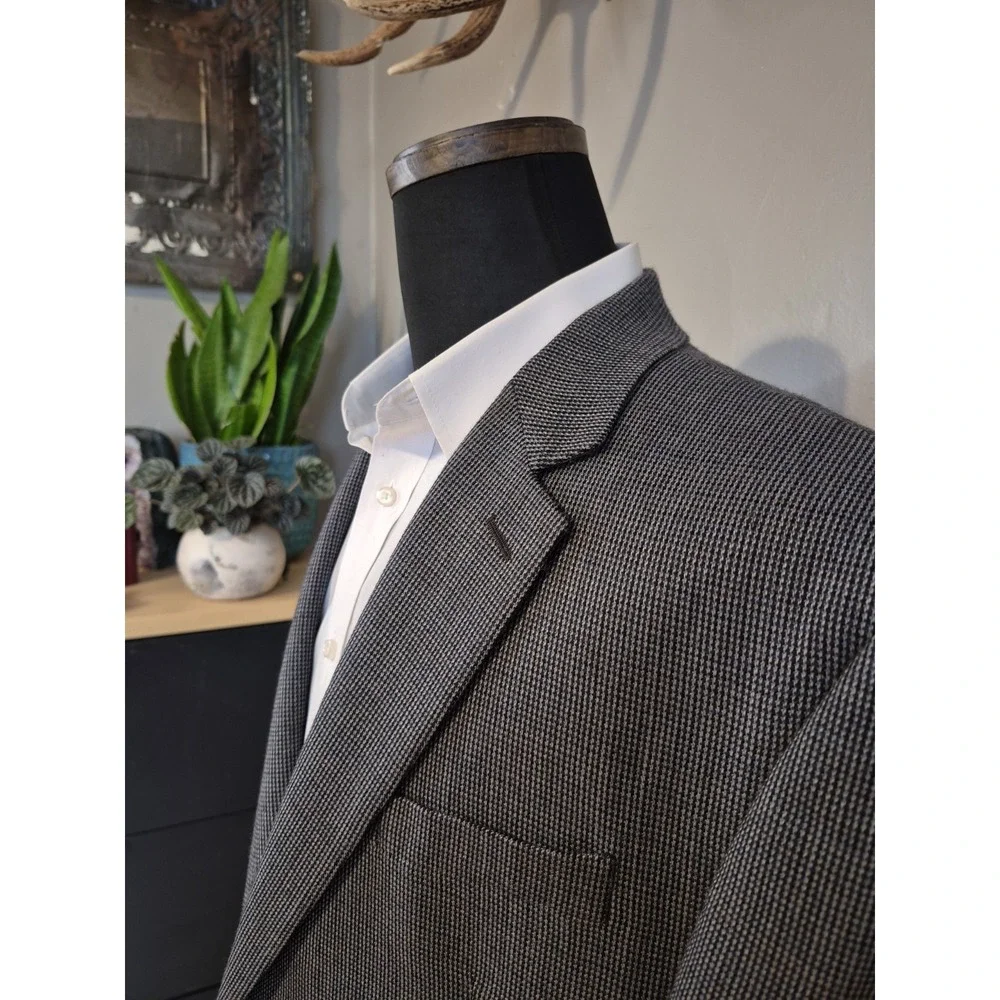 Chaps 44R Gray Blue Wool Blazer Mens 2 Button Sport Coat Single Vented Regular